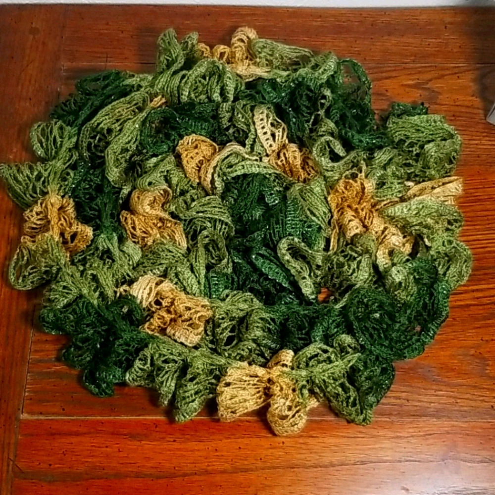 Shades of Green and Beige Hand made Scarf